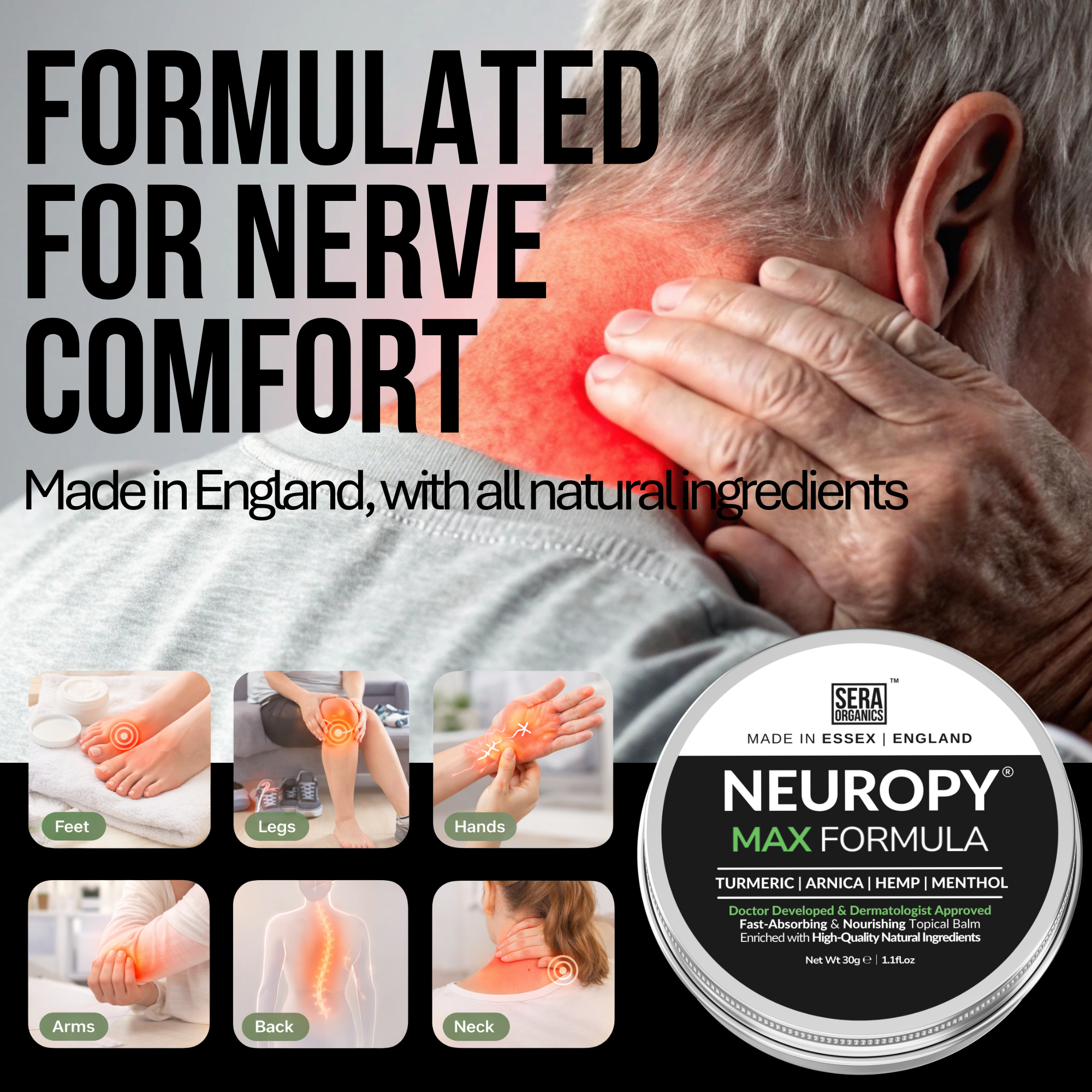 Neuropy Max Balm | Maximum Strength Natural Balm for Hands & Feet